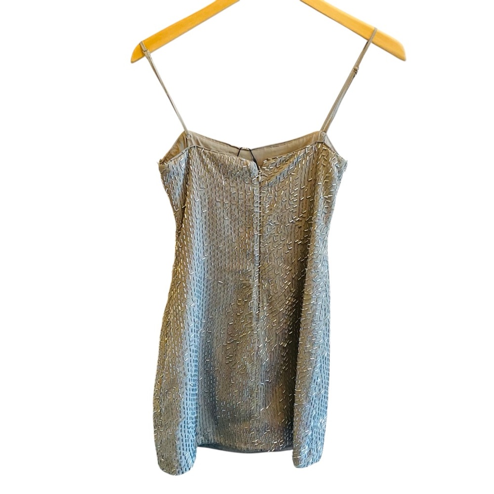 Zara NWT Silver Beaded Mini Dress Indie Sleeze - Picture 7 of 11